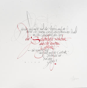 Schönheit - Gouache, Bleistift, Prägung auf Aquarellkarton - Autor: Rainer Maria Rilke