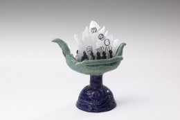 Argo, H 28 cm, Keramik, Raku, Glas, Draht